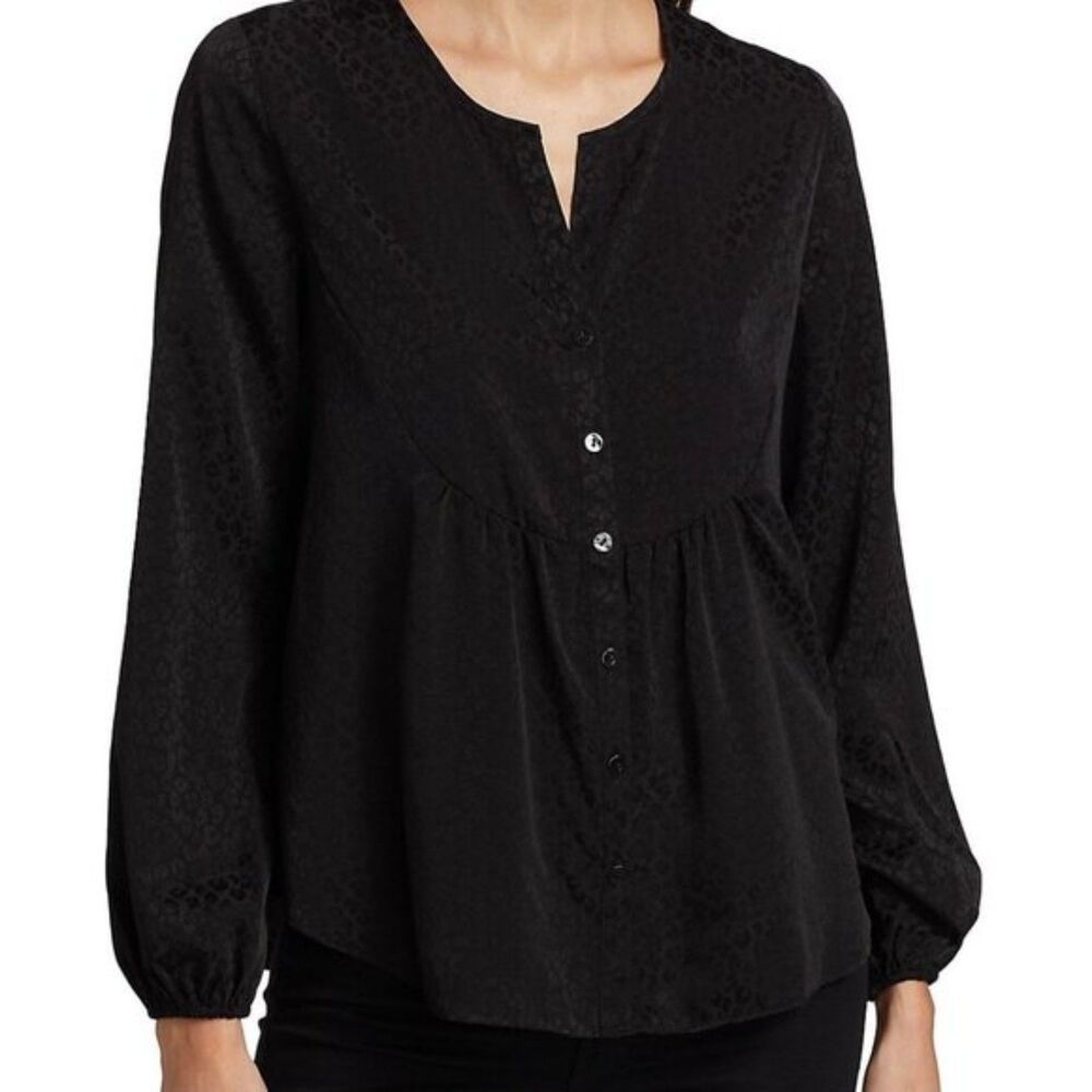 Lilly Pulitzer - Hensley Leopard Jacquard Blouse Onyx (NWT) - Small